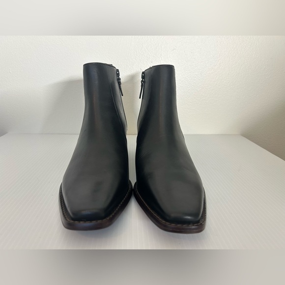 $480 Tory Burch Zip Booties BLACK LEATHER NARROW SQUARE TOE SIZE 10M NWOT - Picture 6 of 14